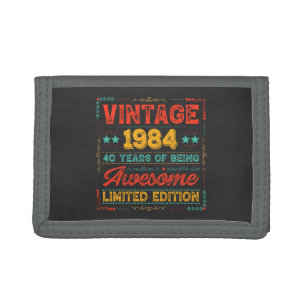 Vintage 1984 Made in 1984 40th Birthday 40 Years Tri-fold Wallet