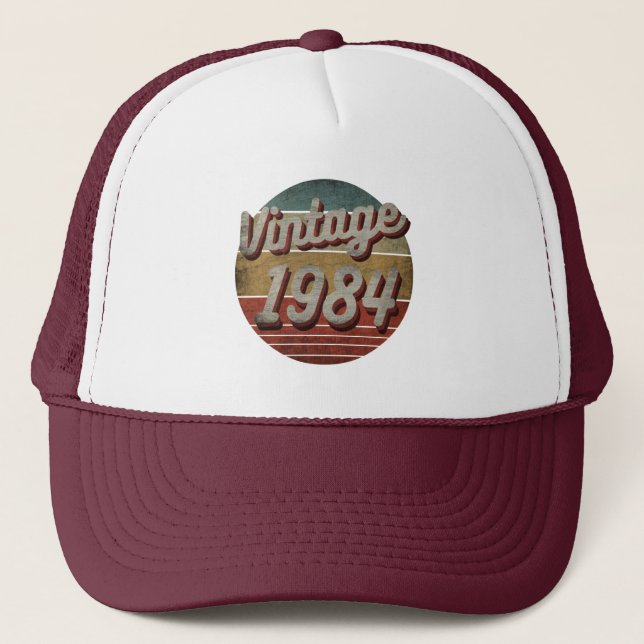 VINTAGE 1984 MEN WOMEN BIRTHDAY GIFT TRUCKER HAT (Front)