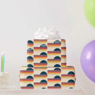 Vintage 1984 Retro Stripe Sun 40th Birthday Wrapping Paper