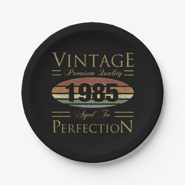 Vintage 1985 40th Birthday Paper Plates (Front)