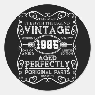 Vintage 1985 Man Myth Legend 36th Birthday Classic Round Sticker