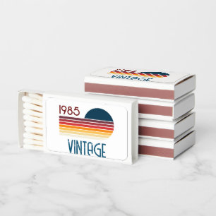 Vintage 1985 Retro Stripe Sun 40th Birthday Matchboxes
