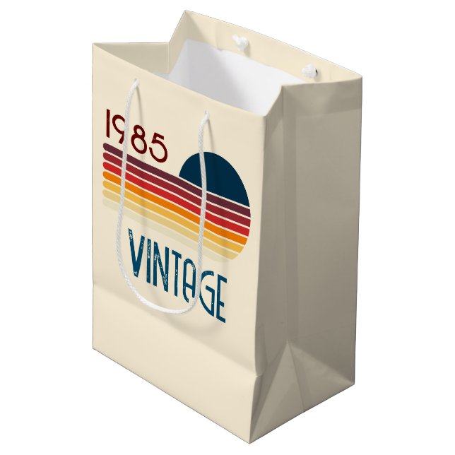 Vintage 1985 Retro Stripe Sun Medium Gift Bag (Front Angled)