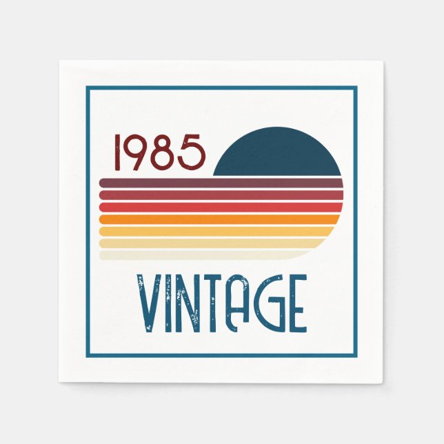 Vintage 1985 Retro Stripe Sun Napkins (Front)
