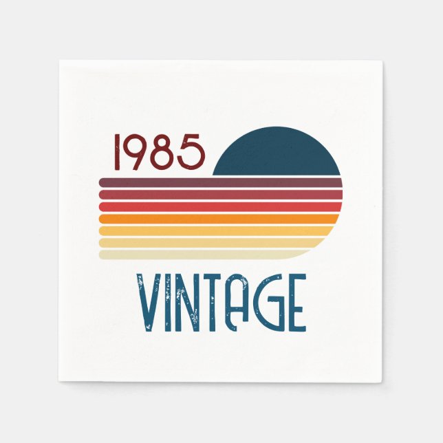 Vintage 1985 Retro Stripe Sun Napkins (Front)
