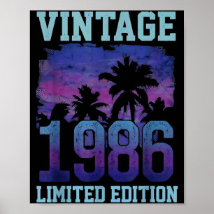 Vintage 1986 Limited Edition 40th Birthday 40 Year Poster