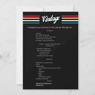 Vintage 1986 Retro 40th Birthday Party Itinerary Invitation