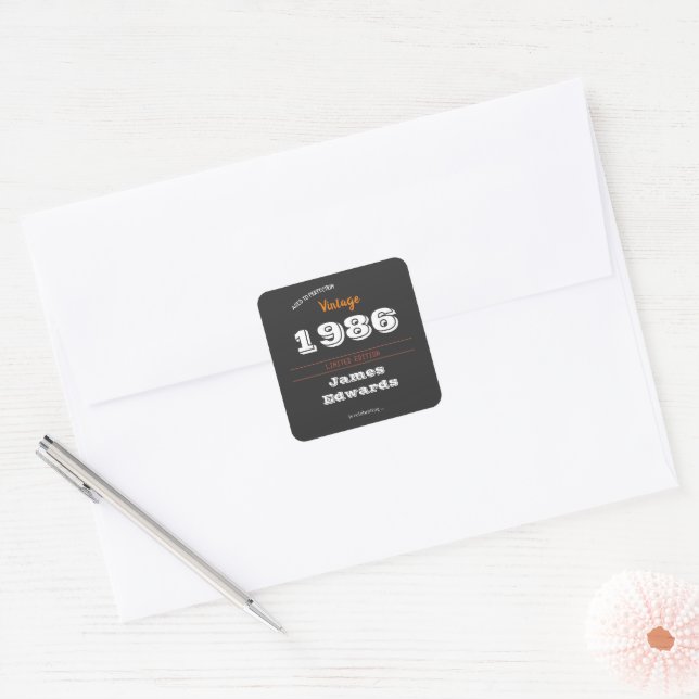 Vintage 1986 Retro Custom Stickers – 40th Birthday (Envelope)