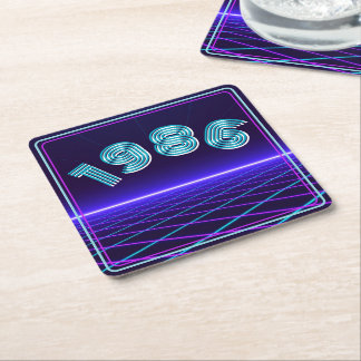Vintage 1986 Retro & Lasers 40th Birthday Square Paper Coaster