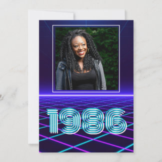 Vintage 1986 Retro & Lasers Photo 40th Birthday Thank You Card