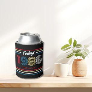 Vintage 1986 Retro Stripe 40th Birthday Favor Can Cooler