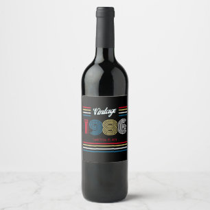 Vintage 1986 Retro Stripe 40th Birthday  Wine Label