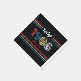 Vintage 1986 Retro Stripe Colorful 40th Birthday Napkins