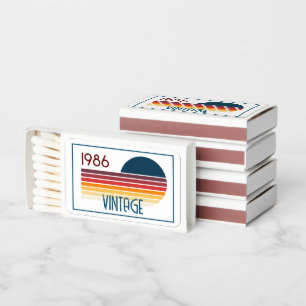 Vintage 1986 Retro Stripe Sun 40th Birthday Matchboxes
