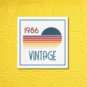 Vintage 1986 Retro Stripe Sun 40th Birthday Napkins