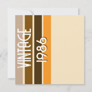 Vintage 1986 Retro Stripes Brown Tan Vintage Invitation