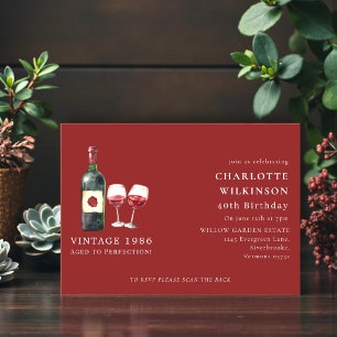 Vintage 1986 Wine Aged to Perfection 40th Birthday Invitation