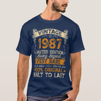Vintage 1987 34th Birthday Gift Ideas For Men T-Shirt