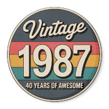 Vintage 1987 40th Birthday Retro Magnet