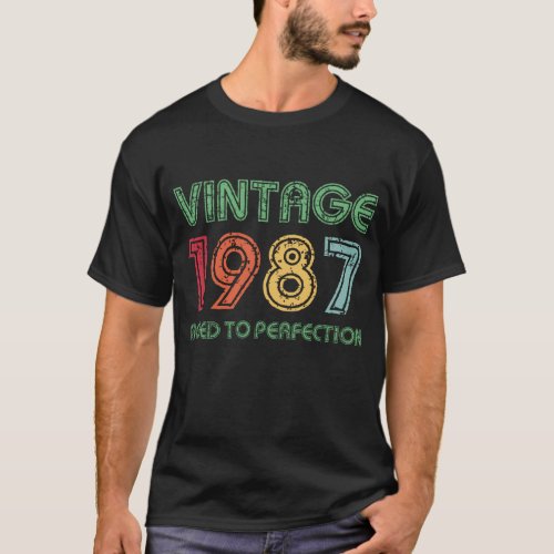 Vintage 1987 Aged To Perfection 37th Birthday T_Shirt
