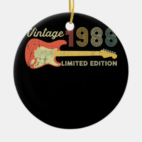 Vintage 1988 Birthday gifts Guitar lovers 34th Ceramic Ornament