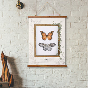 Vintage 1989 Botanical Butterfly Nature Wall Hanging Tapestry