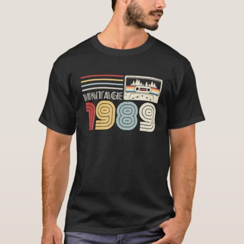 Vintage 1989 Cassette Tape 32Nd Birthday 32 Years T_Shirt