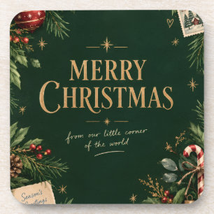 Vintage 1990s Christmas, Retro Family Holiday Beverage Coaster