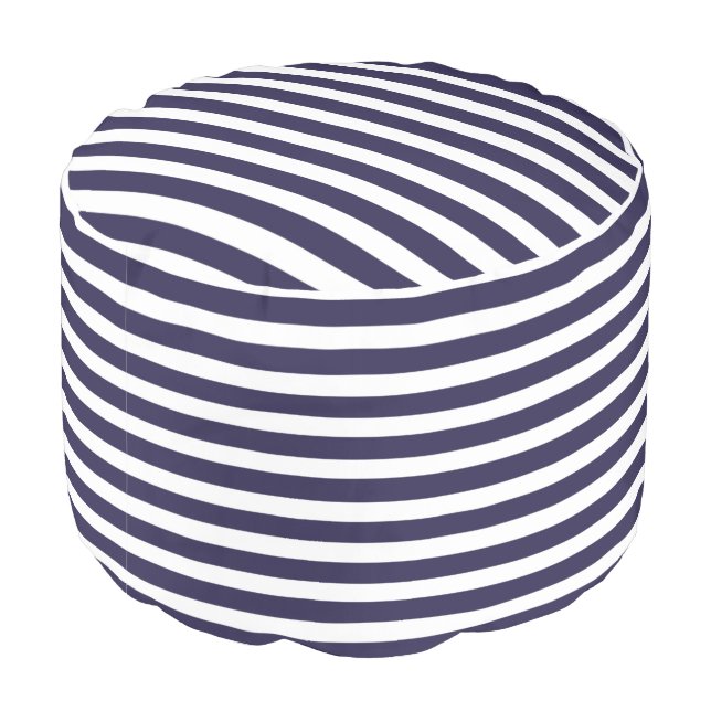 Vintage 1990s Nautical Navy Stripes Pouf (Angled Back)