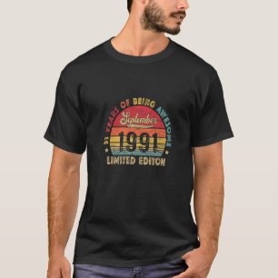 Vintage 1991 31st Birthday Awesome Since September T-Shirt