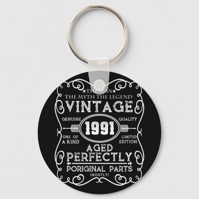 Vintage 1991 Man Myth Legend 30th Birthday Keychain (Front)