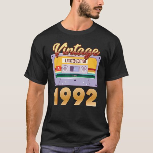 Vintage 1992 Born In Classic Cassette Tape T_Shirt