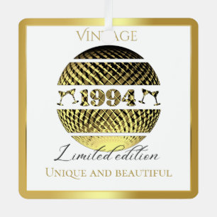 Vintage 1994 30th birthday gold metal ornament