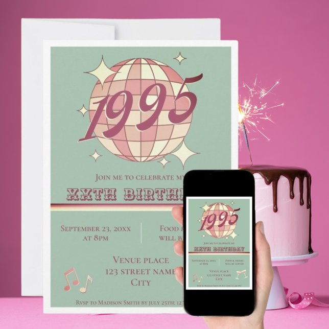 Vintage 1995 29th 30th birthday party Invitation (Creator Uploaded)