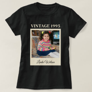 Vintage 1995 Custom Photo Birthday Script Name T-Shirt