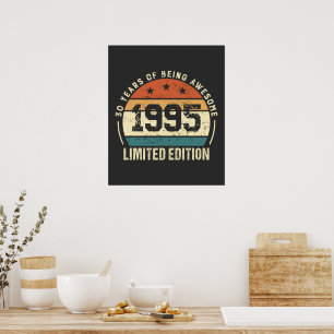 Vintage 1995 Retro 30th Birthday Gift   Poster