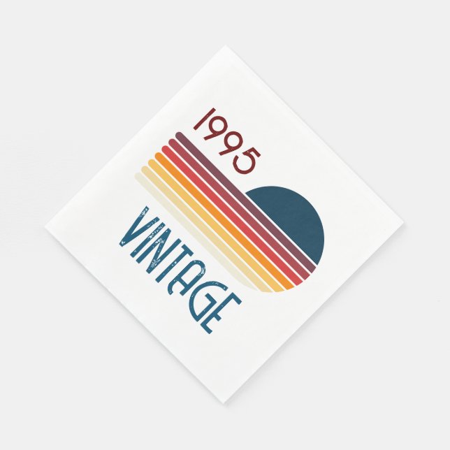 Vintage 1995 Retro Stripe Sun 30th Birthday Napkins (Corner)