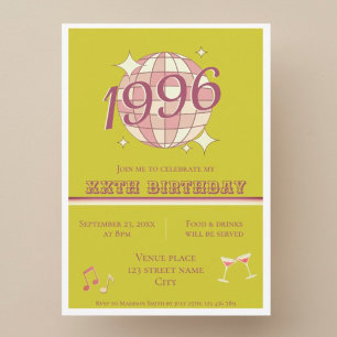 Vintage 1996 30th birthday teal blue ret Invitatio Invitation