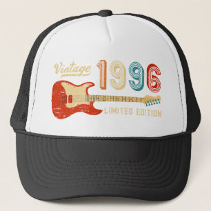 Vintage 1996 Birthday Electric Guitar Bassist Trucker Hat