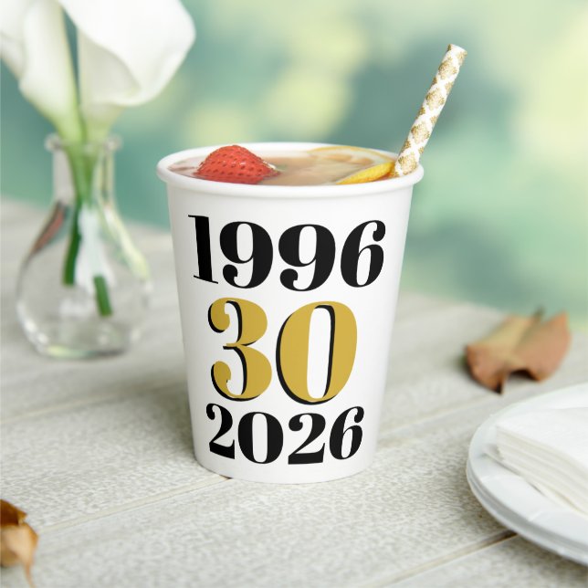 Vintage 1996 Milestone 30th Birthday Paper Cups (Insitu)