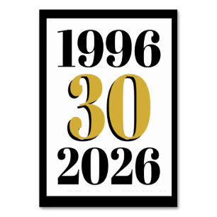 Vintage 1996 Milestone 30th Birthday   Table Number