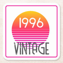 Vintage 1996 Neon Retro Stripe Sun 30th Birthday