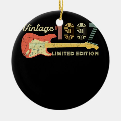 Vintage 1997 Birthday gifts Guitar lovers 25th Ceramic Ornament
