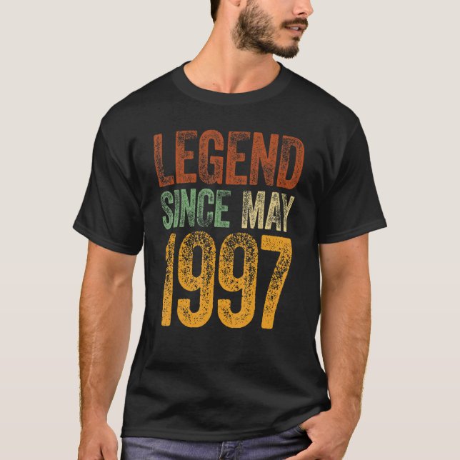 Vintage 1997 Birthday  May Born Legend Since 1997 T-Shirt (Front)