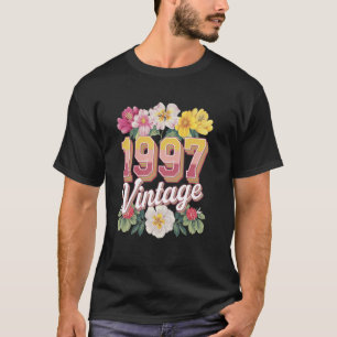 Vintage 1997 Retro Born Flowers Birthday Daughter T-Shirt