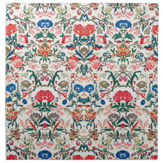 Vintage 19th century Floral Pattern Blue Green Red Cloth Napkin