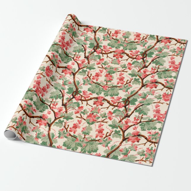 Vintage 19th century flower pattern wrapping paper (Unrolled)