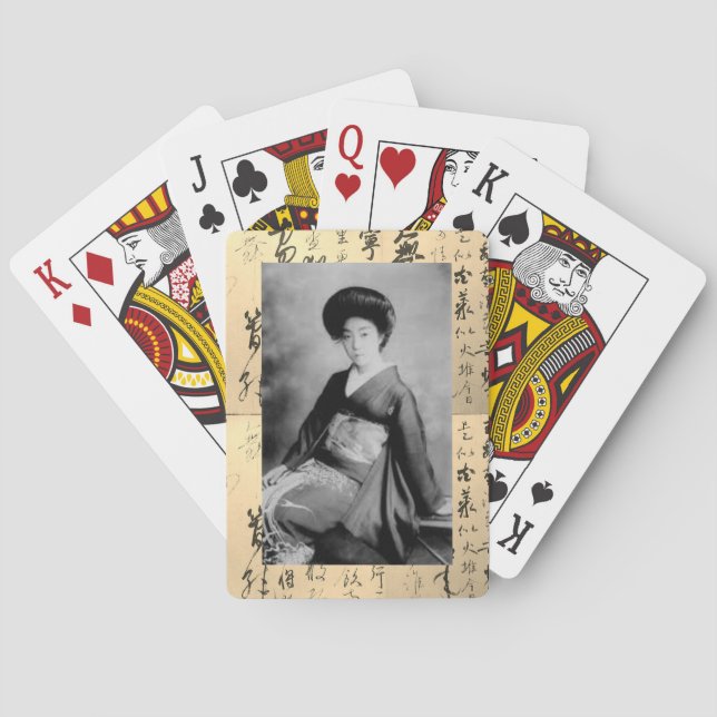 Vintage 19th Century Geisha Poker Cards (Back)