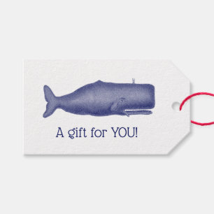 Vintage 19th Century Stylized Whale #1 N Blue Gift Tags