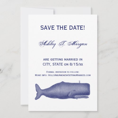 Vintage 19th Century Stylized Whale 1 N Blue Invitation